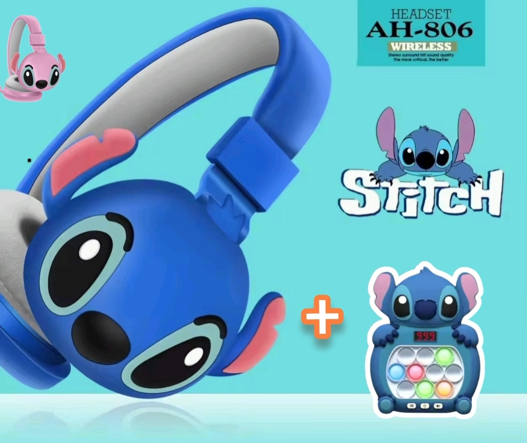 STITCH Bežične Slušalice + POP IT igra brzih prstiju